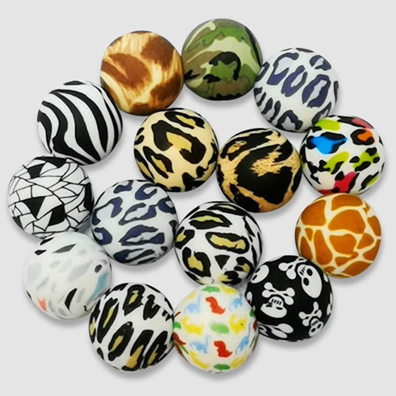 120 Printing Designs Food Grade Leopard Print Silicone Beads 12mm 15mm Silicone Printed Beads Chewable Round Baby Teething Beads