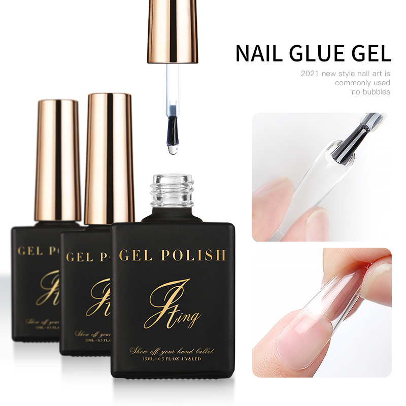 Professional wholesale press on nail gel glue OEM custom private label adhesive nail resin gel polish glue tips nails soft gel