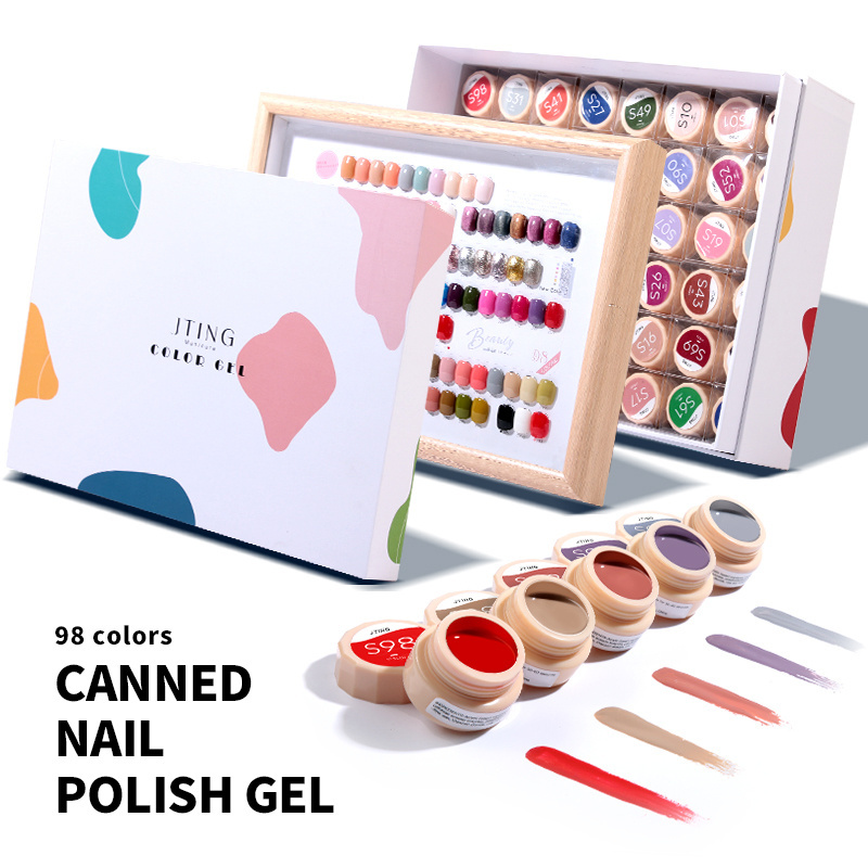 JTING solid 98 colors japanese style gel polish set box nail paint gel canned 5g OEM custom painting gel nails supplies salon