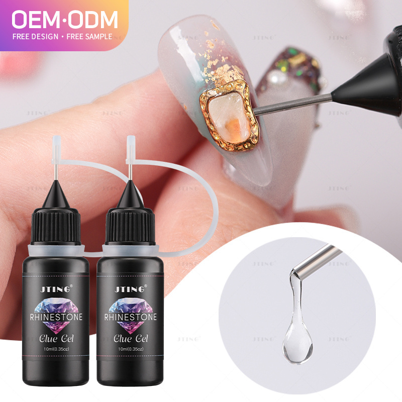 JTING Professional high quality nail art Diamond crystal rhinestone glue gel clear 10ml tube OEM ODM private label