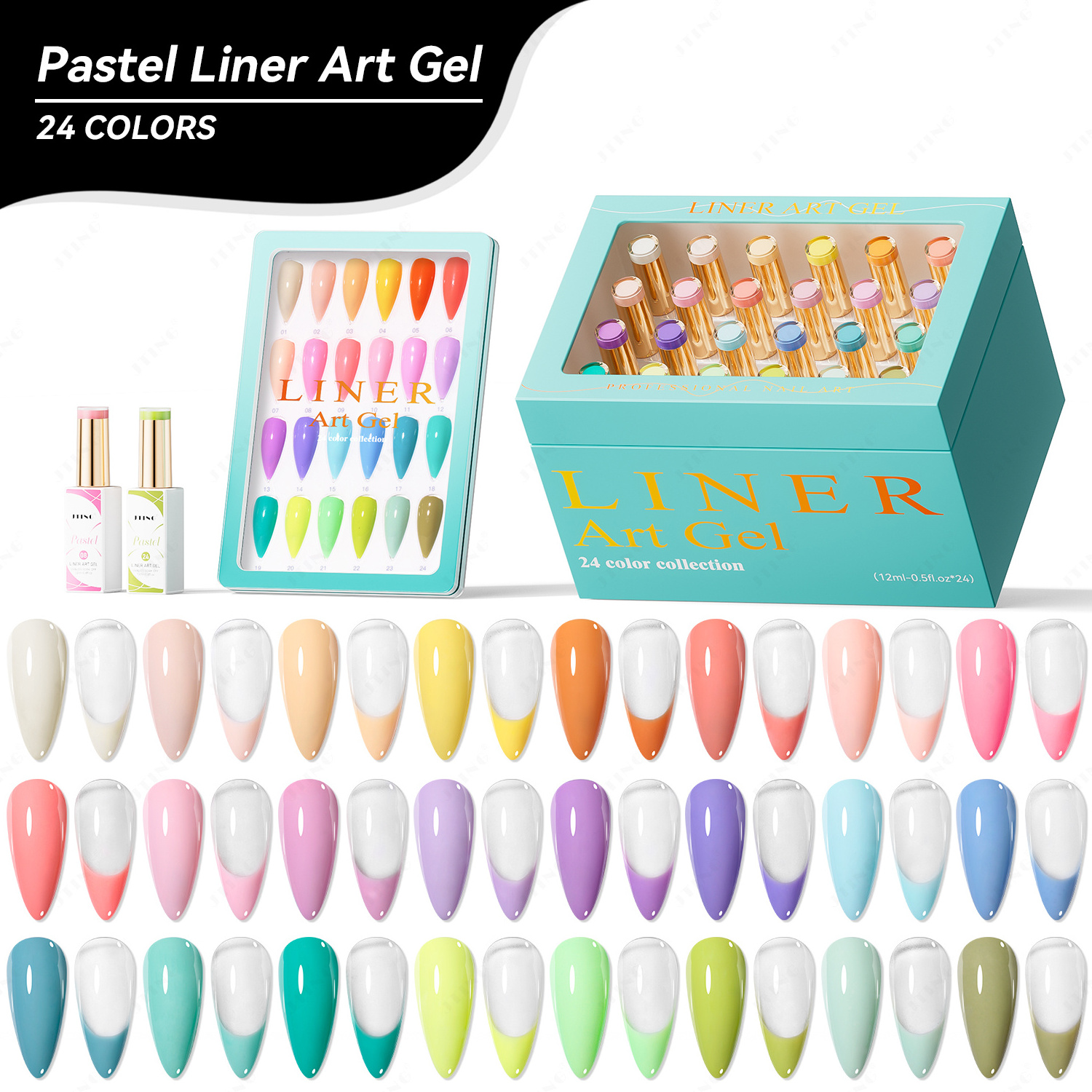 JTING Hot popular 24 colors Pastel Liner Art Gel nail gel polish collection private customize OEM/ODM with unique design