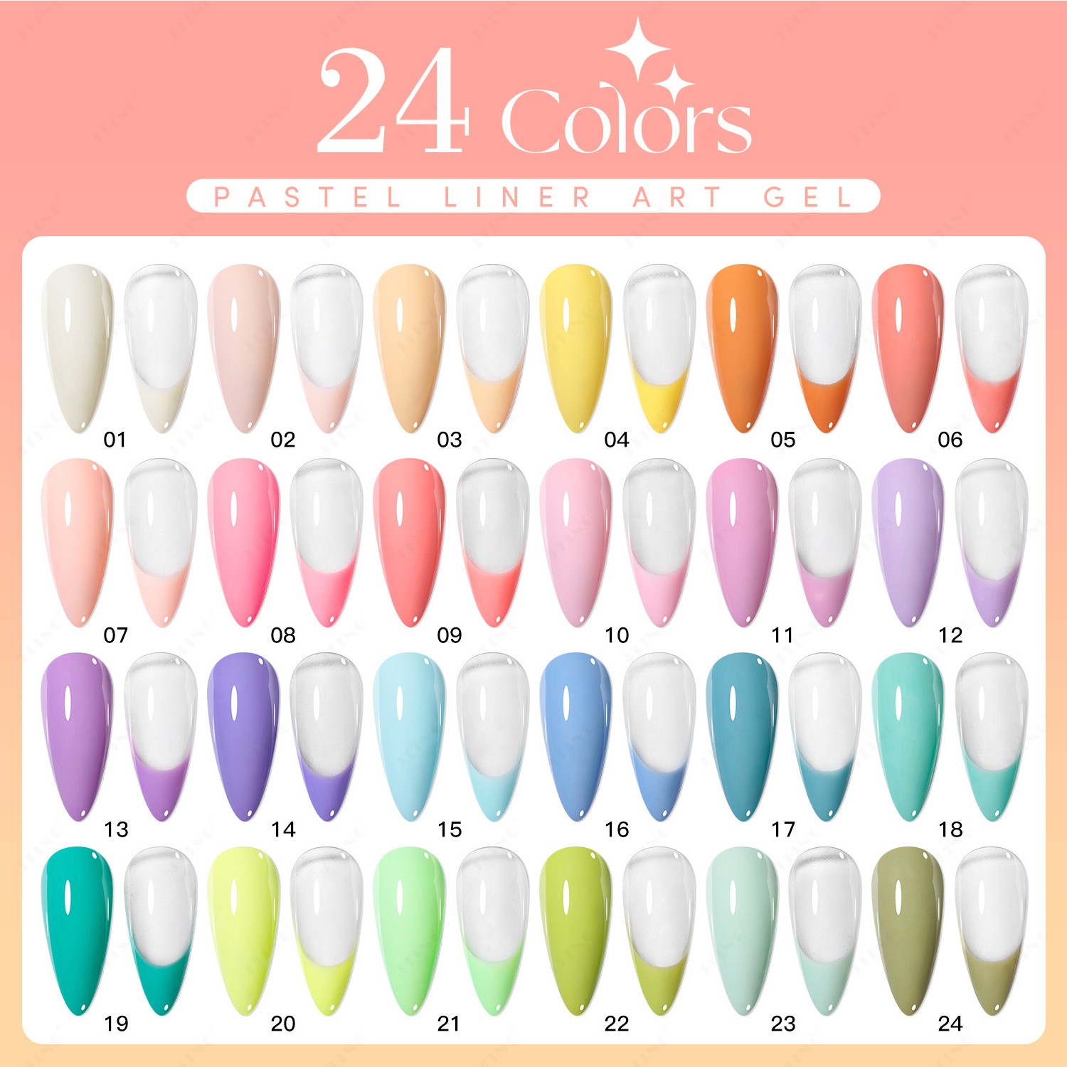 JTING Hot popular 24 colors Pastel Liner Art Gel nail gel polish collection private customize OEM/ODM with unique design