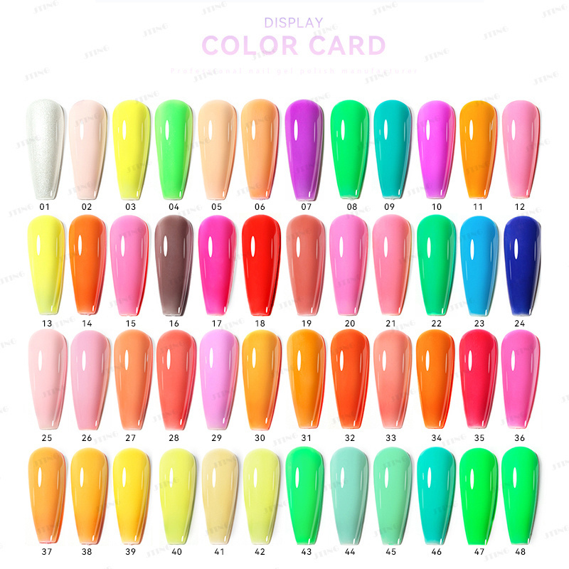 JTING Nail factory supplie design unique gel nail polish bottle 48 color collection luminous glow in the dark gel polish set box