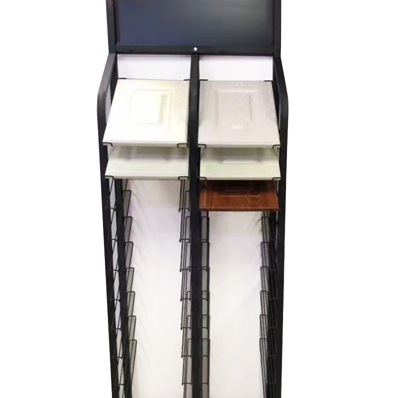 Chinese Manufacturer 12/24/36 Layers Glass Door Panel Sample Display Racks Metal Display Rack Tile Display Rack