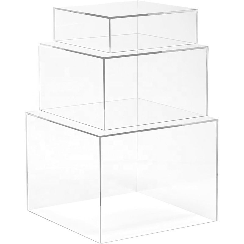 Clear acrylic cube display Hollow Bottoms Nesting Riser Stands  buffet risers food display stands for party