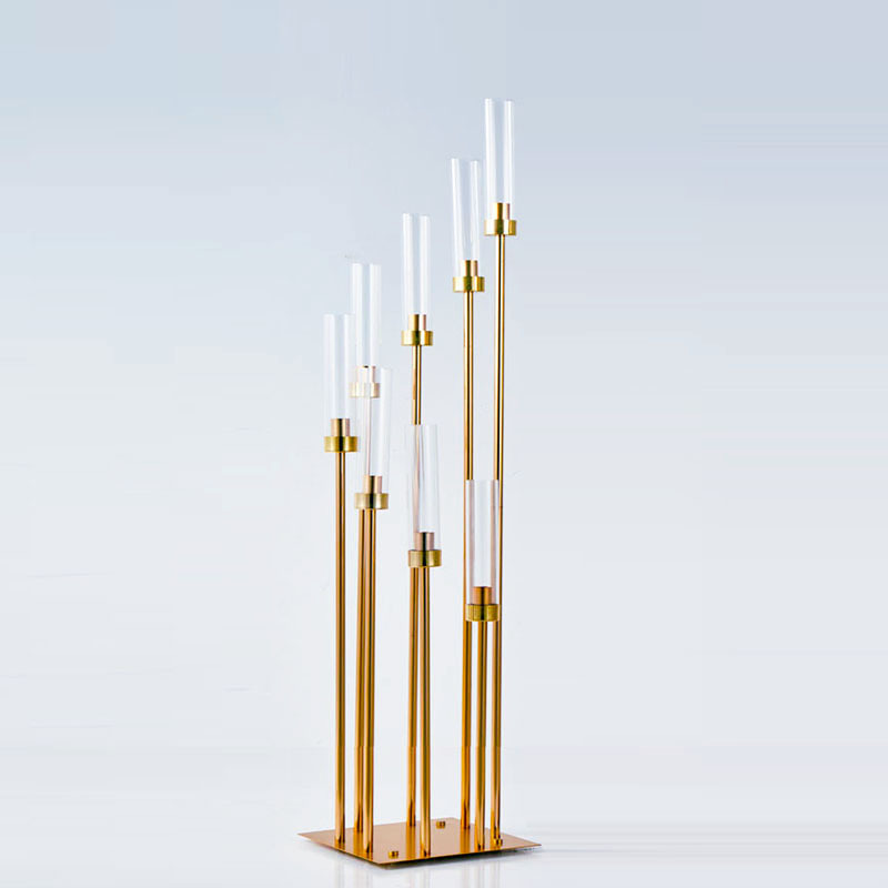 Hot Sale 8 arms Wedding Backdrop Decoration Candleholder  Centerpiece Gold Candle Stands Candlestick Holder