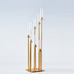 Hot Sale 8 arms Wedding Backdrop Decoration Candleholder  Centerpiece Gold Candle Stands Candlestick Holder