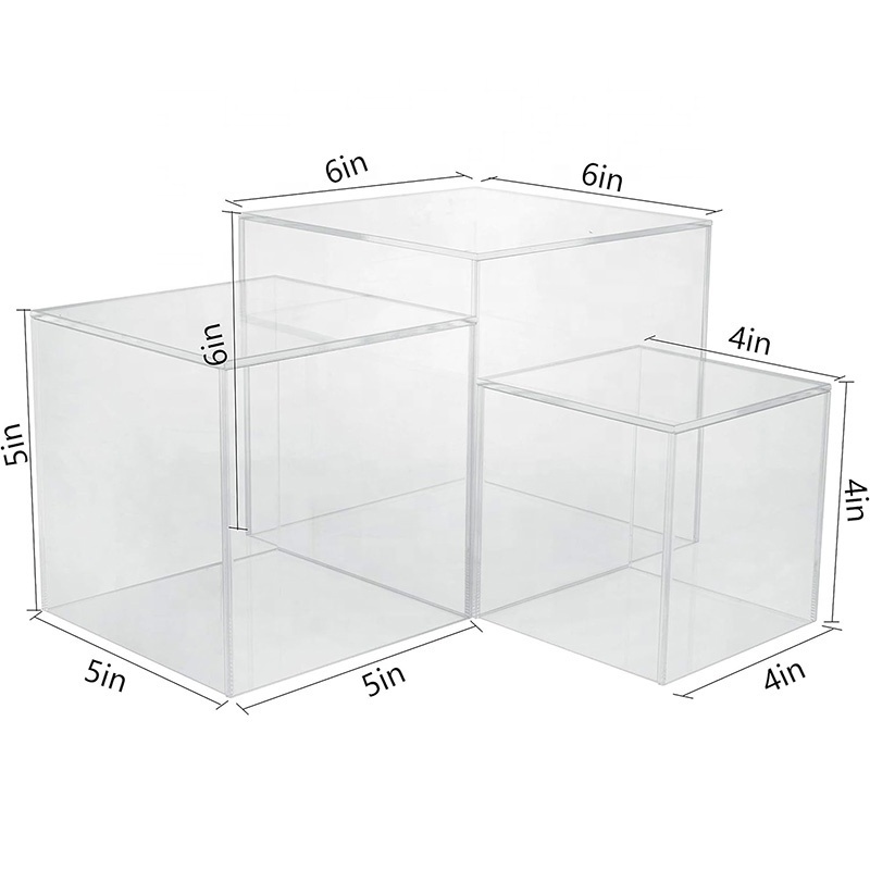 Clear acrylic cube display Hollow Bottoms Nesting Riser Stands  buffet risers food display stands for party