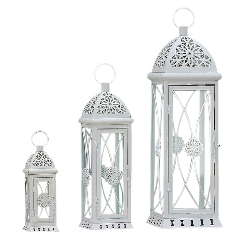 white decoration lantern set of 3 metal lanterns decorative white lanterns wedding decoration