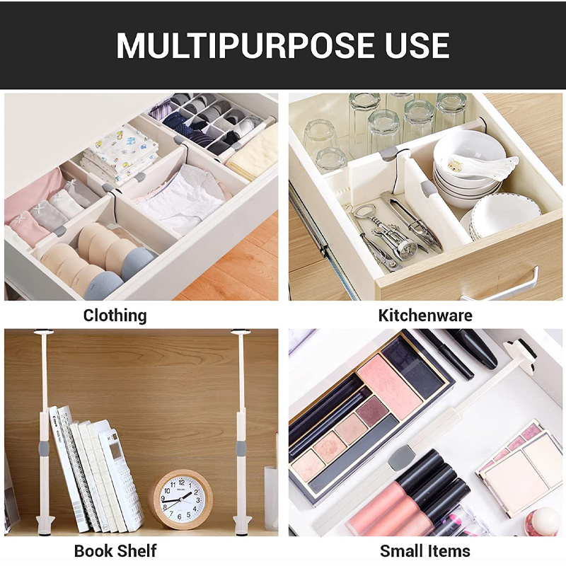 High Expandable Plastic Drawer Dividers Organizer Adjustable Separators  or Bedroom Bathroom, Closet,Clothing, Office