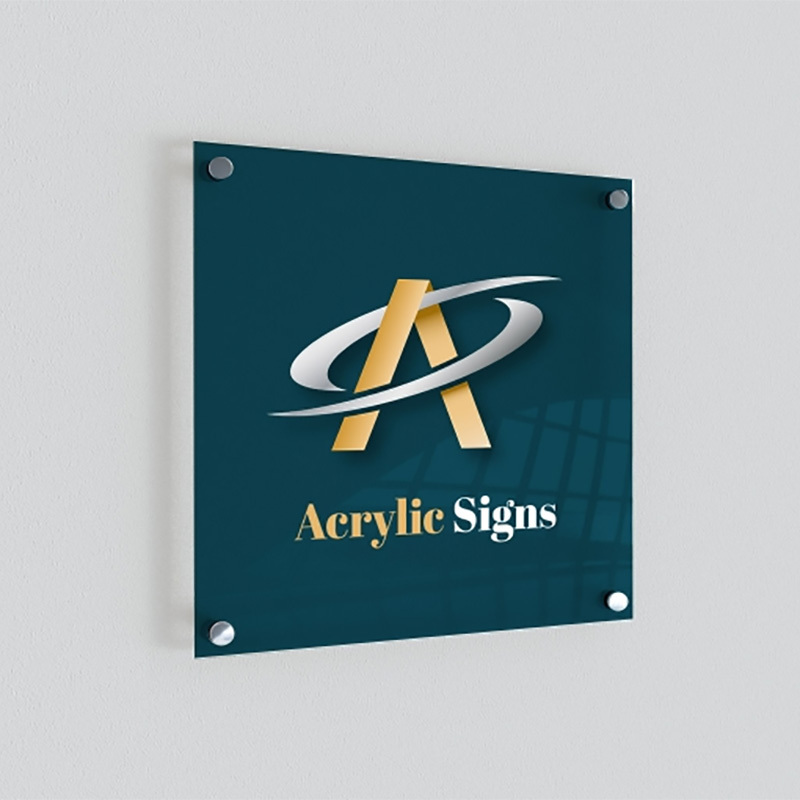 High Quality Custom Square Plexiglass Clear Wall Business Logo Signs Board Plaques UV Printed Signature Acrylic Sign