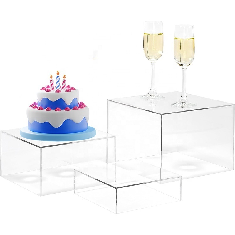 Clear acrylic cube display Hollow Bottoms Nesting Riser Stands  buffet risers food display stands for party