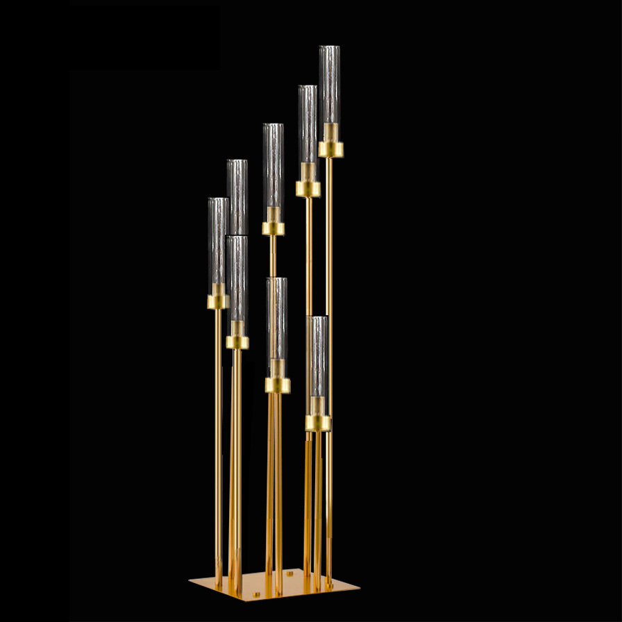 Hot Sale 8 arms Wedding Backdrop Decoration Candleholder  Centerpiece Gold Candle Stands Candlestick Holder