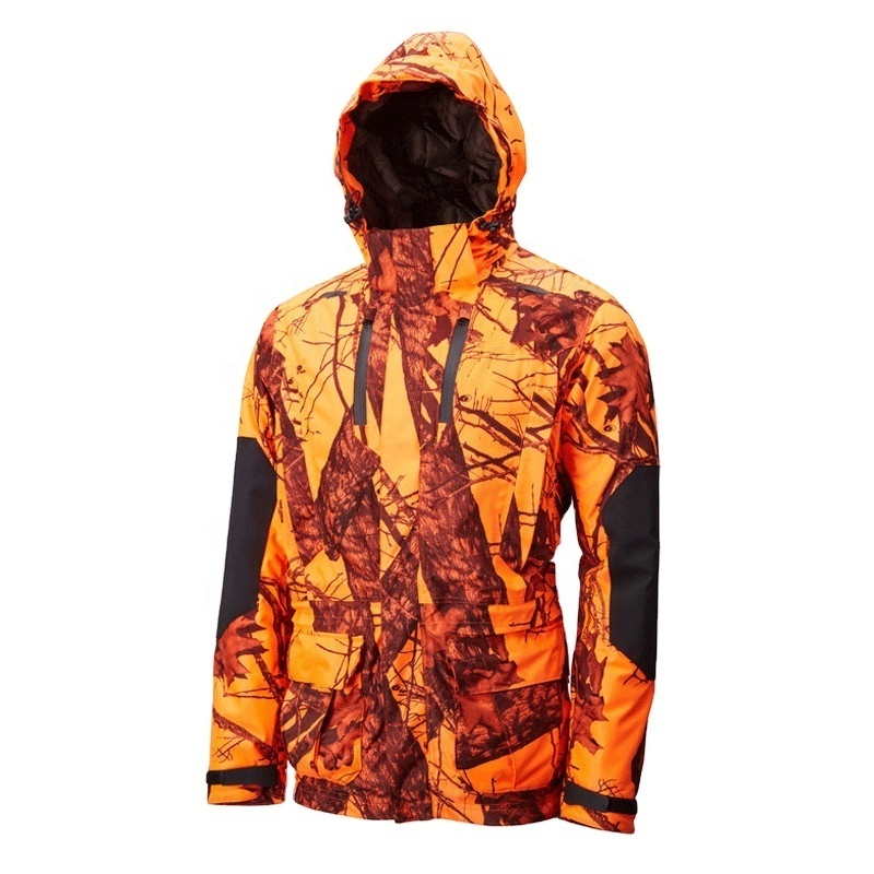 Mens Breathable Blaze Orange Camo Waterproof Hunting suit