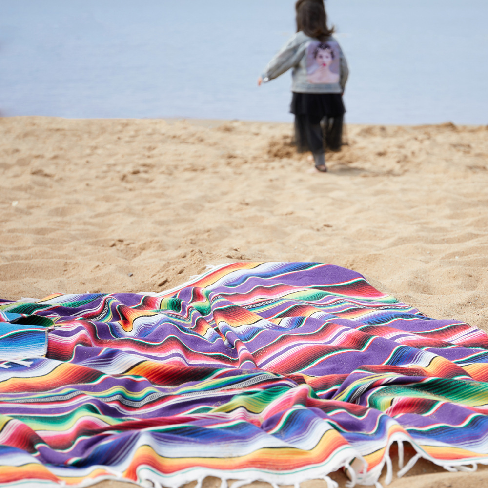 Custom Made Travel Stripe Blanket Beach Towel Soft Cotton Mexican Throw Blanket