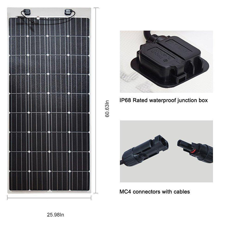 Mono PV Panel 100w 200w 250w 300w 400w 500w ETFE Semi Flexible Solar Panels with CE ROHS FCC PSE