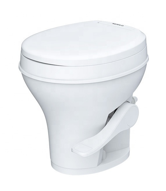 RV camper toilet foot-operated caravan toilet gravity flush motorhome plastic toilet