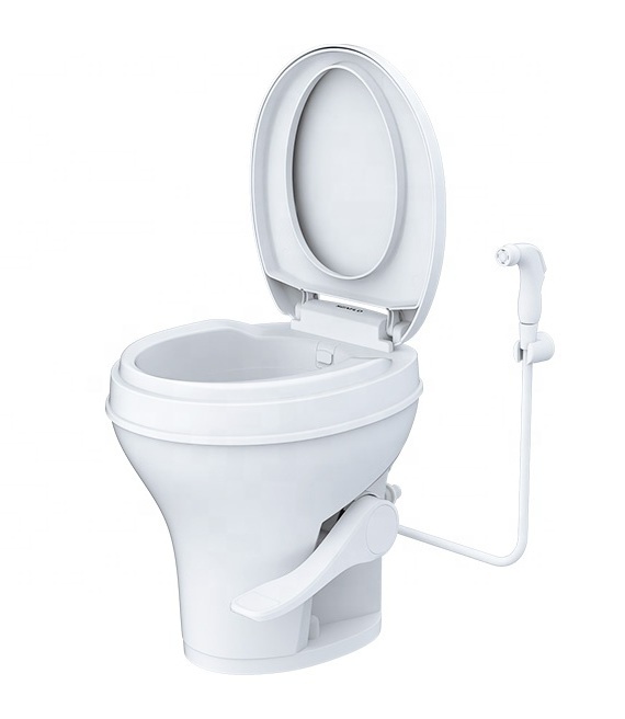 Residential Height RV Toilet High-Powered Tri-Directional Flush Nozzles Remove Foot Pedal toilet