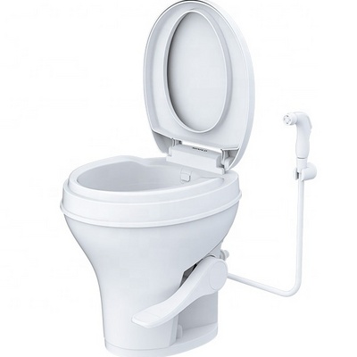 RV camper toilet foot-operated caravan toilet gravity flush motorhome plastic toilet