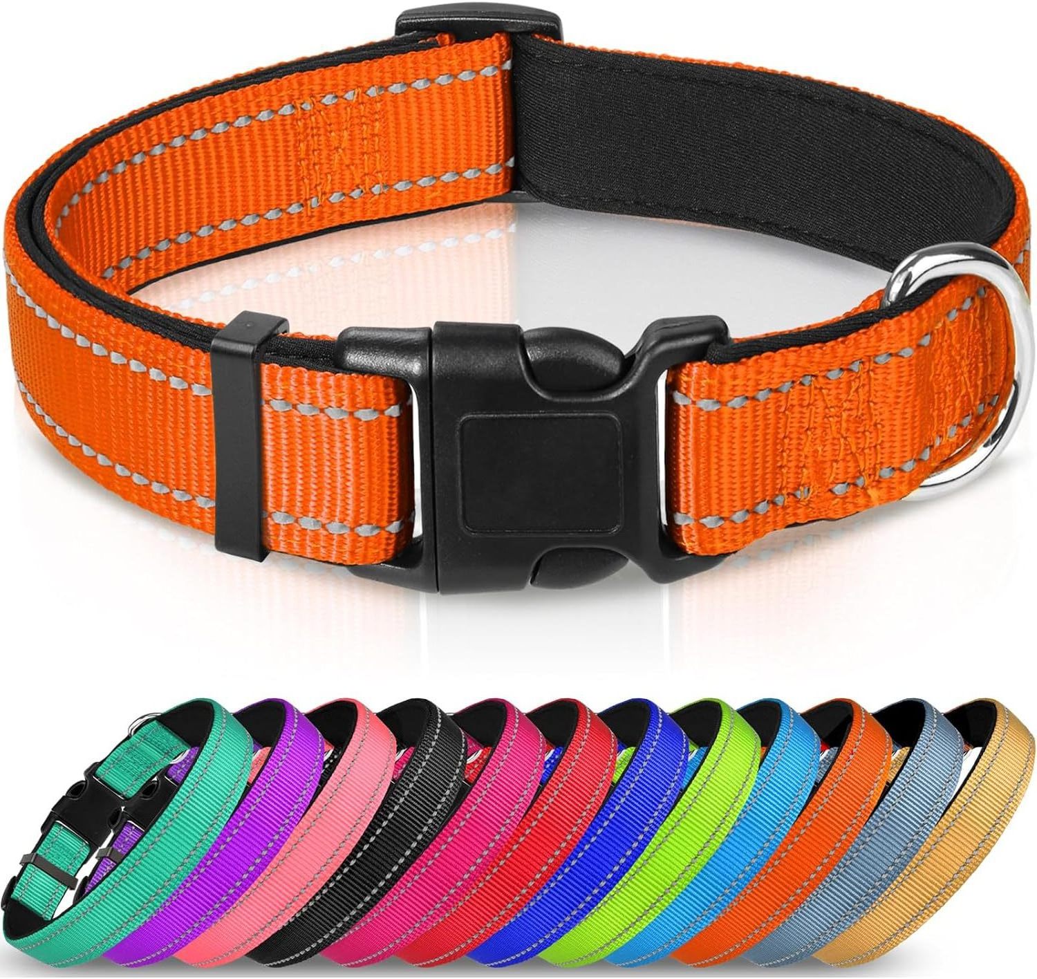 Manufacturer Personalized Custom Adjustable Dog Collar Nylon Reflective Thick Neoprene Dog Collar