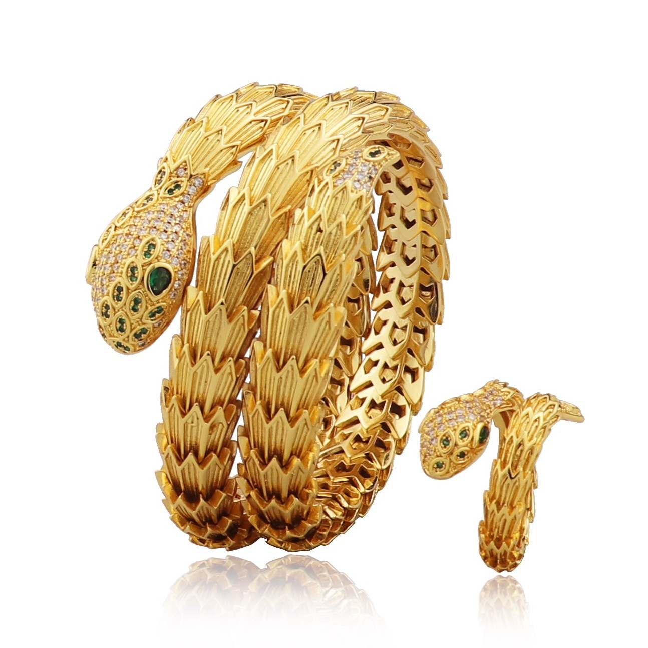 Luxury fashion jewelry bangles brand snake shape brass bangle jewelry plated Rhodium and 18k golden bracelets jewelry