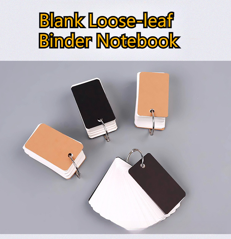 100Pcs Binder Horizontal Blank Memo Book Loose-Leaf School Supplies Index cards