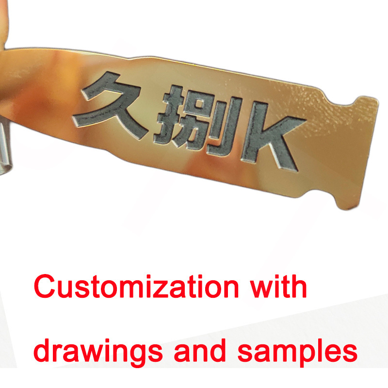 Custom engraved small stainless steel logo embossing name plate adhesive logo labels stickers free sample label