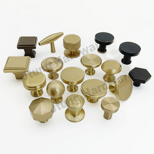 Gold brass 1-inch diameter kitchen cabinet hardware drawer handles Round handles brass cabinet knobs