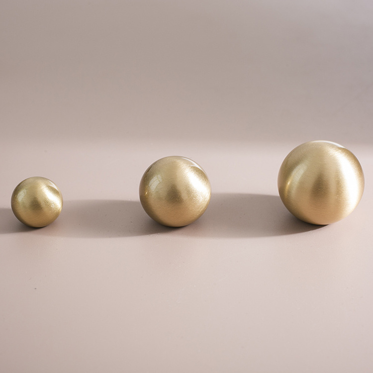 Modern Furniture Solid Round Ball Cabinet Drawer Brushed Brass Gold Knob  Pull Push Handle