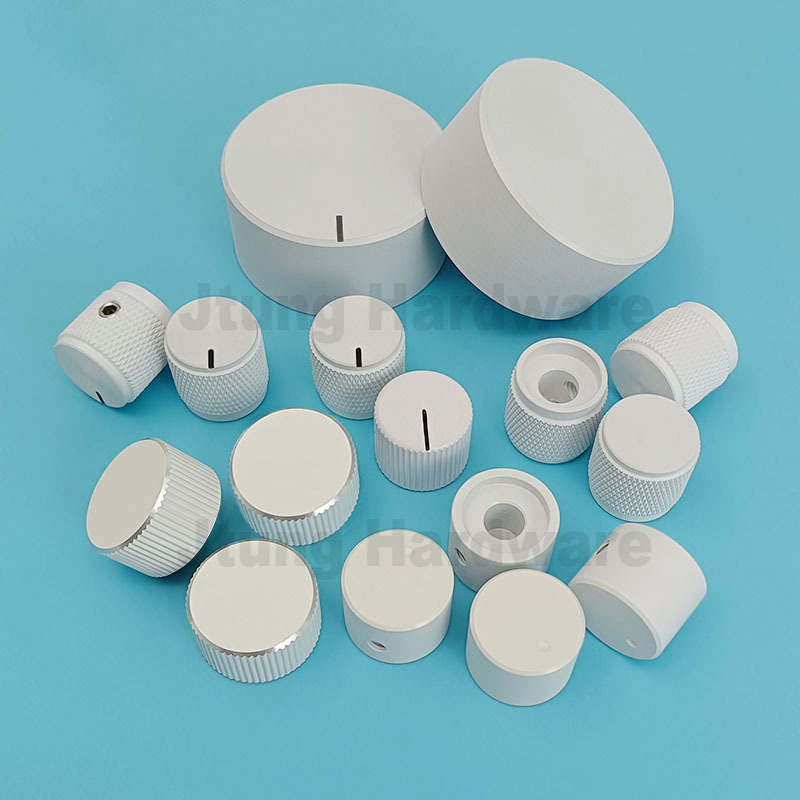 white aluminum rotary electronic control potentiometer knob control volume  6mm knurled shaft aluminum anodized knobs