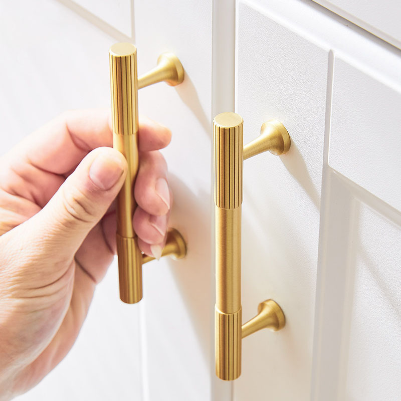 New Design Solid Brass Modern Gold Cabinet Kitchen Cupboard Door Furniture Handle Pulls