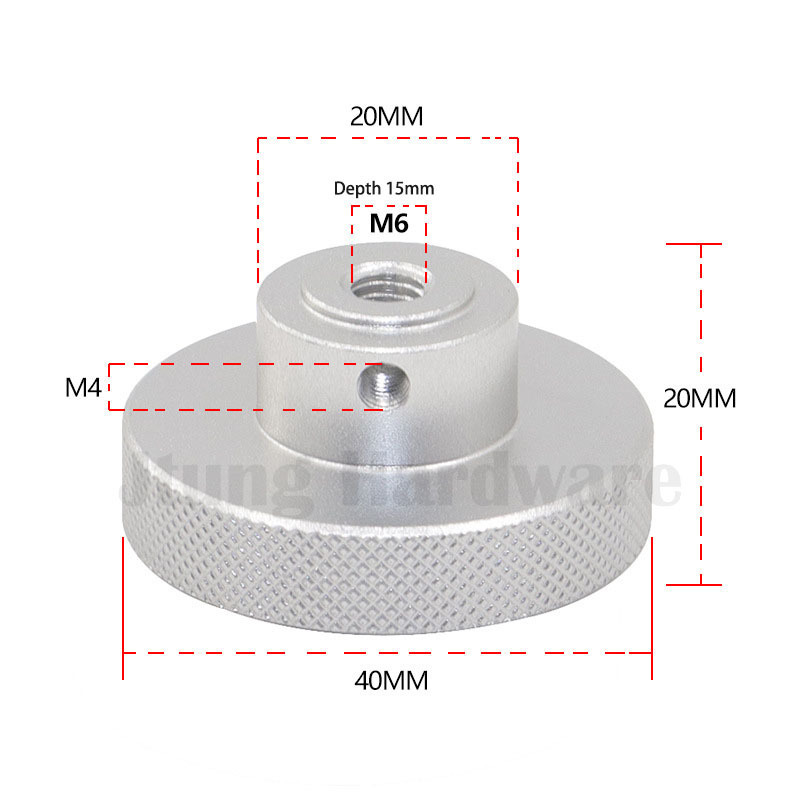 M6 M8 Aluminium Adjustable Torque Knobs Clamping Knob Big Knurled Round Cabinet Knob Door Handle for Shaft