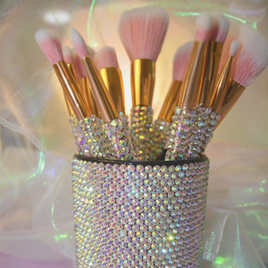 Private Label 12 Sets Bling Makeup Brush Rhinestone Makeup Brush Set Up Tools High Quality 12-piece Set Diamond Makeup Brush