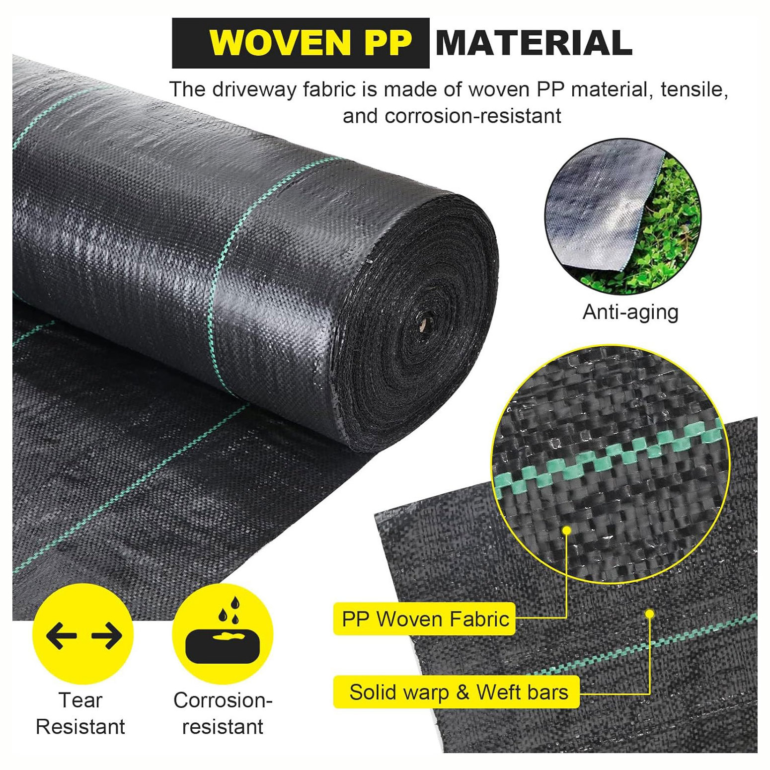 soil stabilization water permeable anti weed mat pp woven ground cover weed control mat for greenhouse