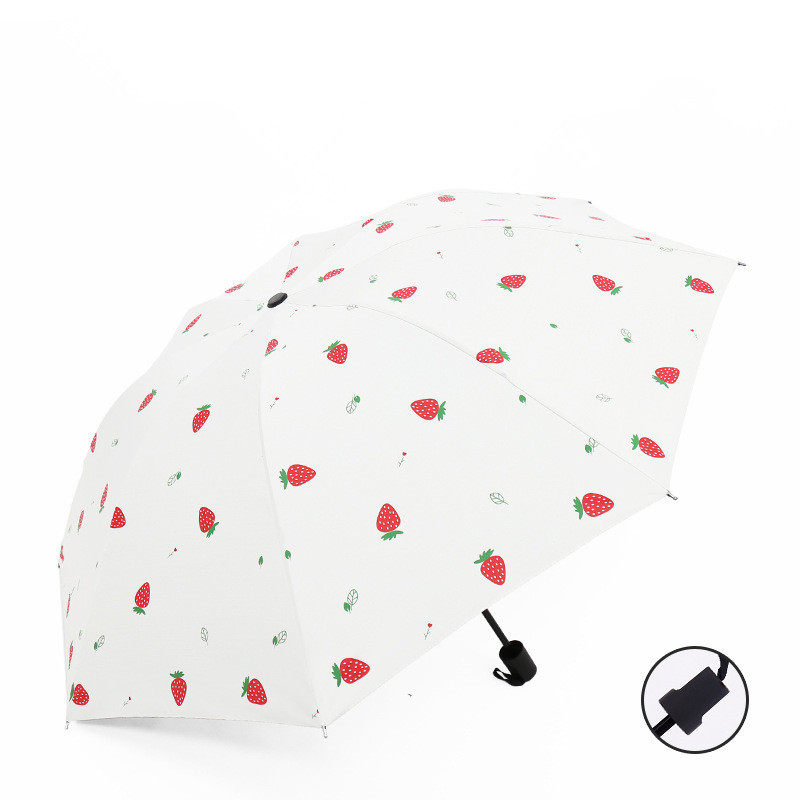 JTX604 Fully Automatic Umbrella Fruit Pattern Anti-UV Sun Umbrella Folding Parasol Sunshade Three-fold Sunscreen Rain Umbrella