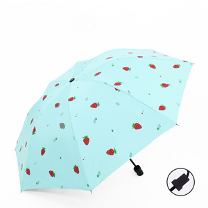 JTX604 Fully Automatic Umbrella Fruit Pattern Anti-UV Sun Umbrella Folding Parasol Sunshade Three-fold Sunscreen Rain Umbrella