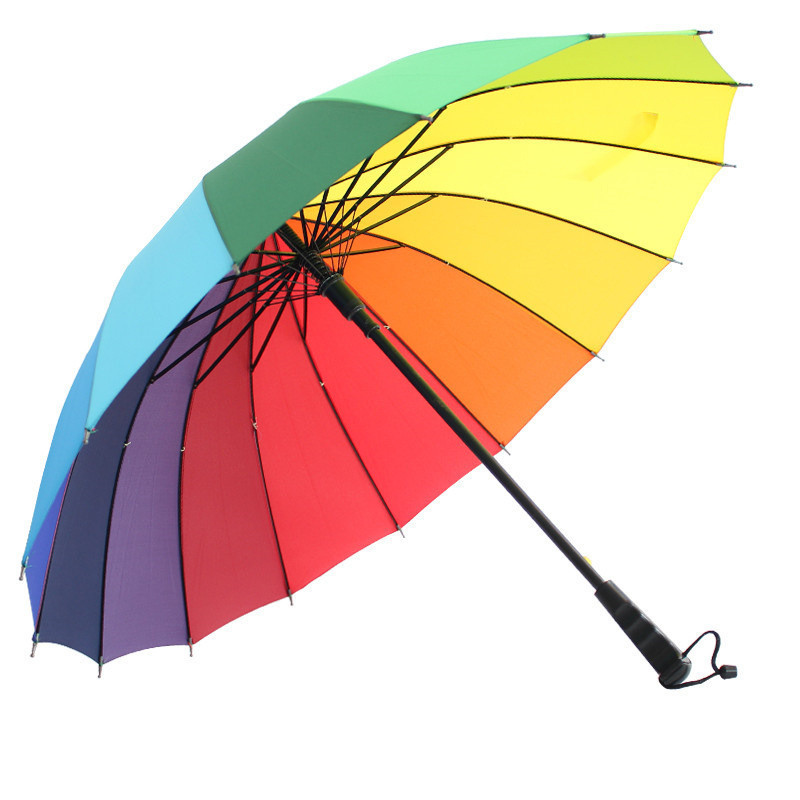 JTX746 Promotional Gift Umbrella Automatic Business Straight Handle Umbrella Windproof Sunny and Rainy Rainbow Umbrella