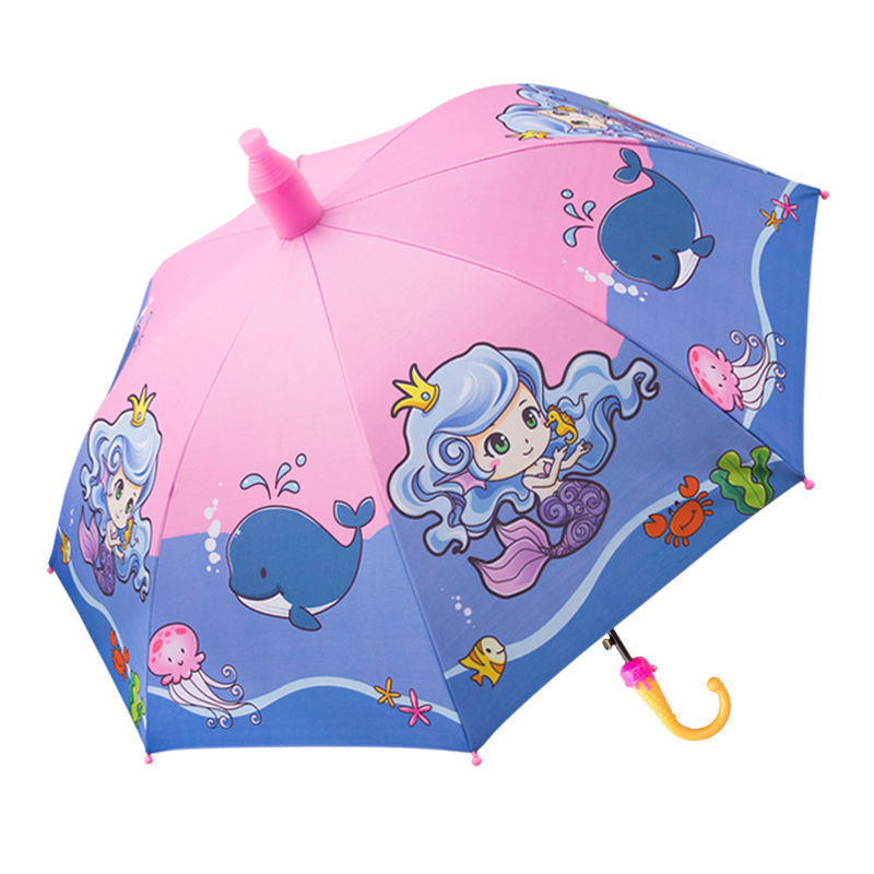 JTX756 Customized Kids Automatic Umbrella Students Cartoon Cute Umbrella Kids Girl Boy Long Handle Sun Umbrella