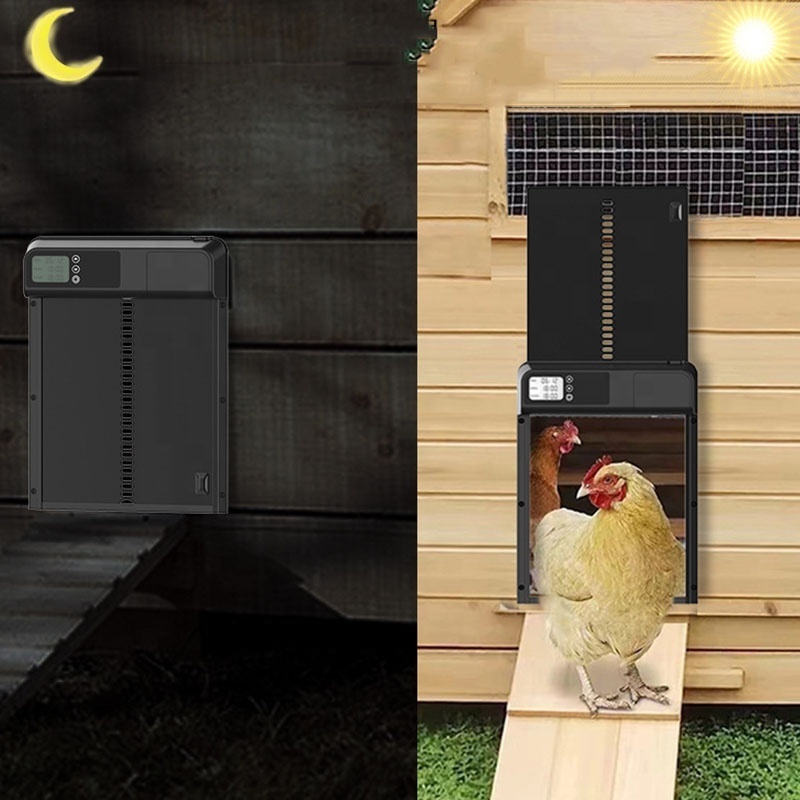 JIATAI wholesale aluminum alloy automatic chicken coop door with digital display timer control chicken coop door