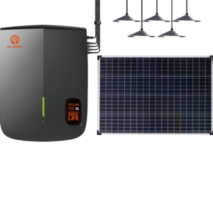 JUA Energy 60W PV Solar Panel Kit 150Wh LFP UPS Backup Power Solar Home Lighting System for Lamps TV Fan