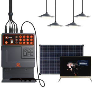 JUA Energy LED Bulbs Solar Light Pay As You Go Solar Energy System Home Solar Power System with 19 Inch TV for Home