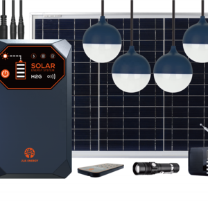 JUA Energy Pay As You Go Solar Home System  Mini Portable Solar Power Light kits  with 4 LED Lights and Radio for Africa Rural