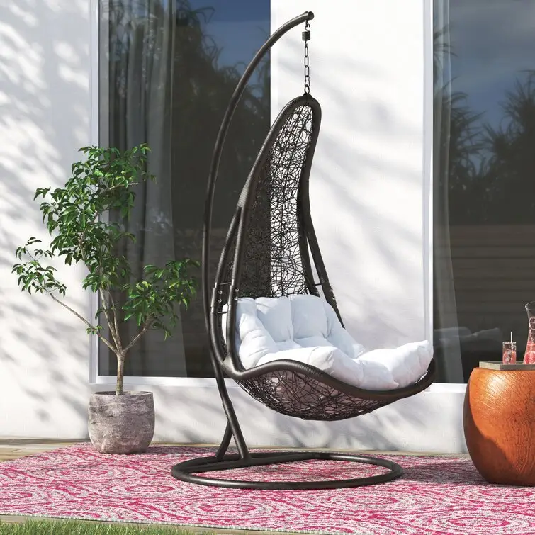 Hot Sale Outdoor Garden Patio Metal Hanging Rattan Furniture Swing Egg Chair Modern Fashion Garden Hanging Basket