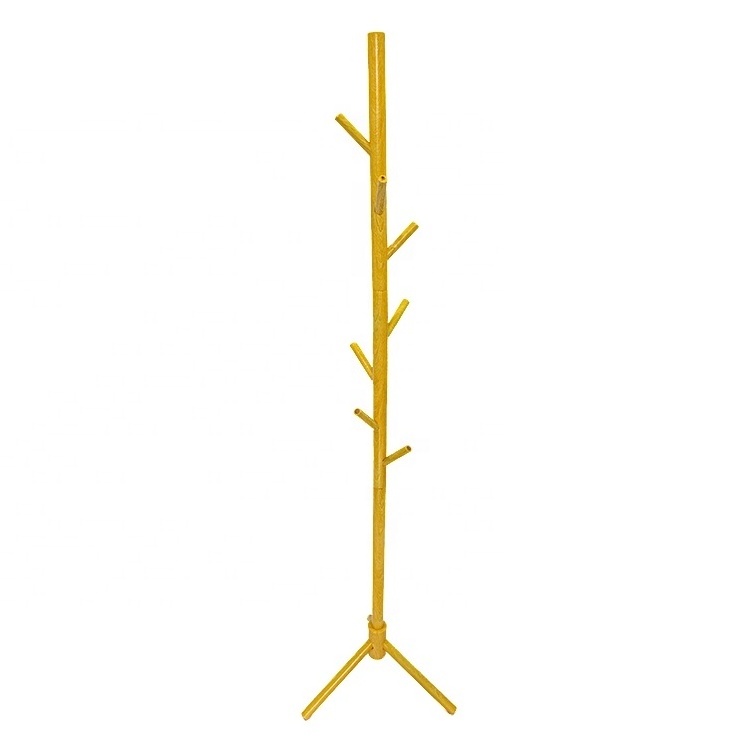 Coat Rack, Free-Standing Wooden Coat Hat Racks Hall Tree Entry-Way Clothes Hanger Stand for Hanging Up Jacket/Hand-Bag/Cloth