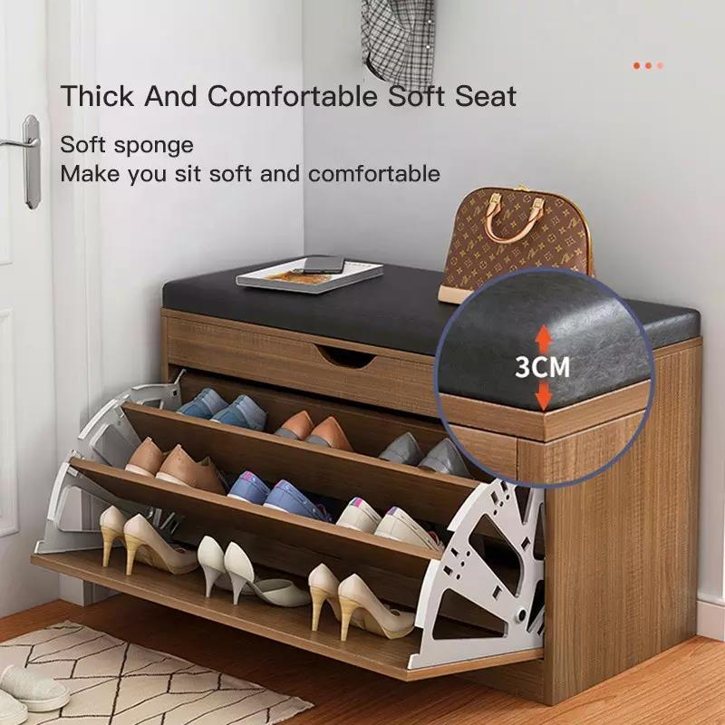 Hot-sale Entryway Furniture Modern Wooden Shoe Rack Cabinet Small Shoe Storage Bench With Soft Seat Cushion