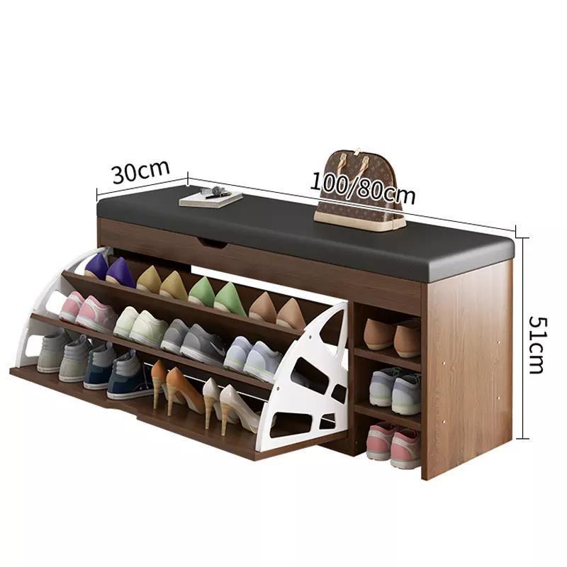 Hot-sale Entryway Furniture Modern Wooden Shoe Rack Cabinet Small Shoe Storage Bench With Soft Seat Cushion