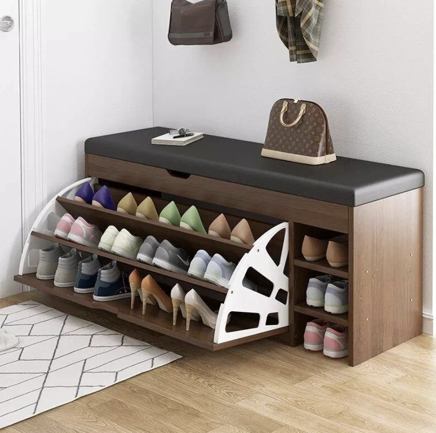 Living room Furniture Shoe display Rack Bench Shoe shelf Closet Space Saving Storage Wooden Shoes Cabinet Racks for Entrance