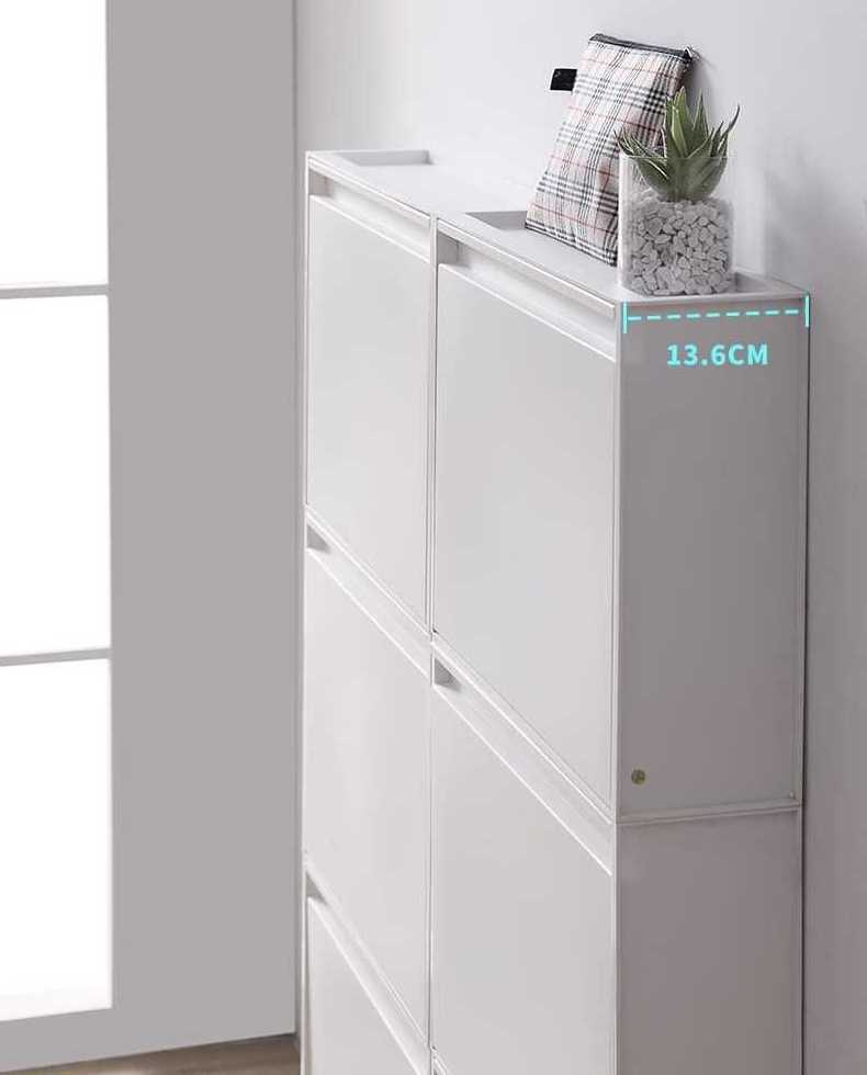 Wall mounted white color environmentally friendly particle board shoe storage cabinet for living room bedroom mudroom