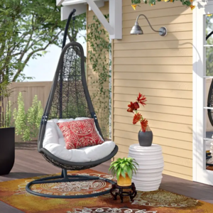 Outdoor Furniture PE Round Rattan Hanging Basket Chair Garden Swing Chair Rattan Sofa Bed