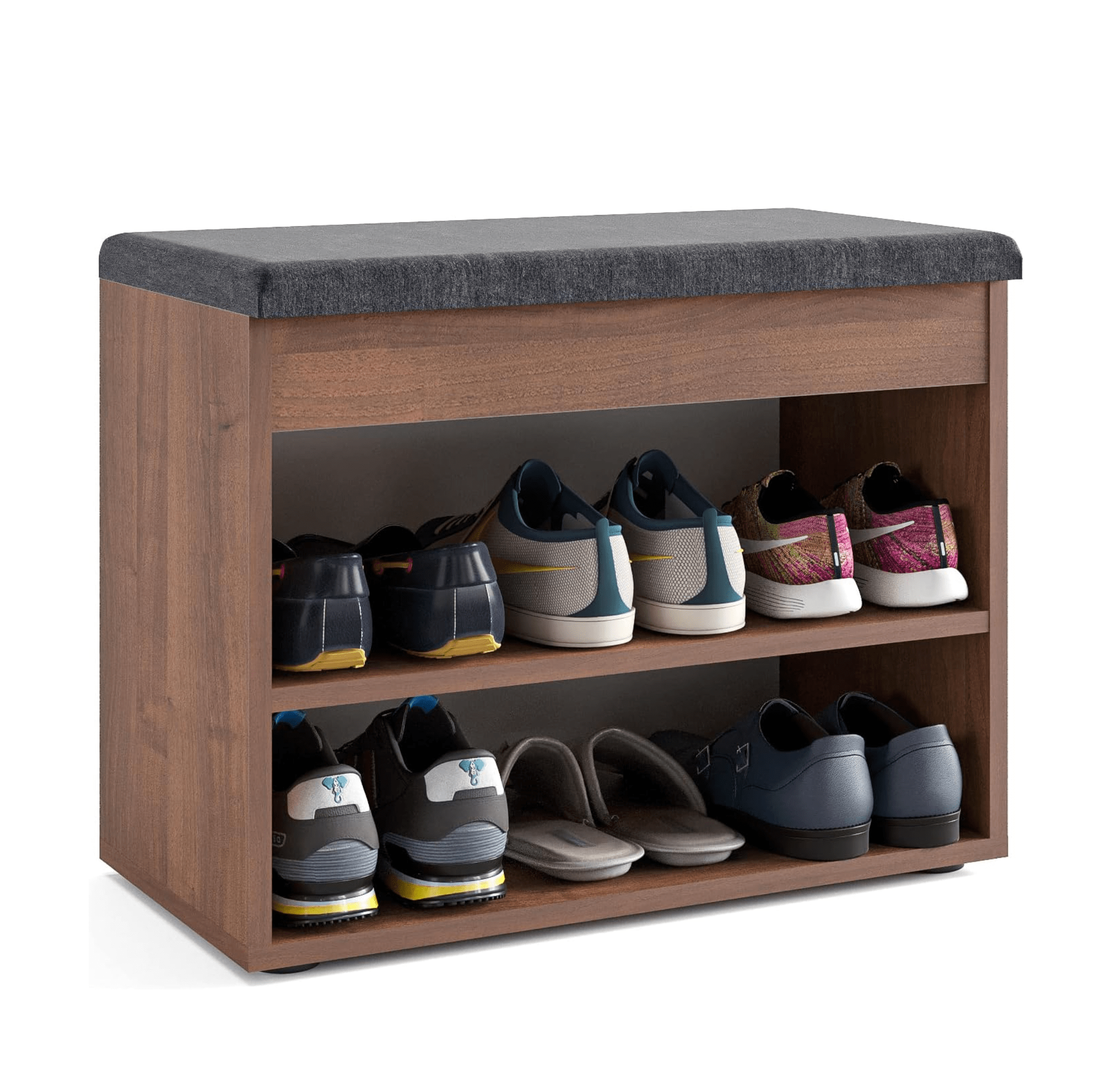 Shoe Rack Bench with leather cushion shoe shelf for living room mud room entry bedroom shoe cabinet